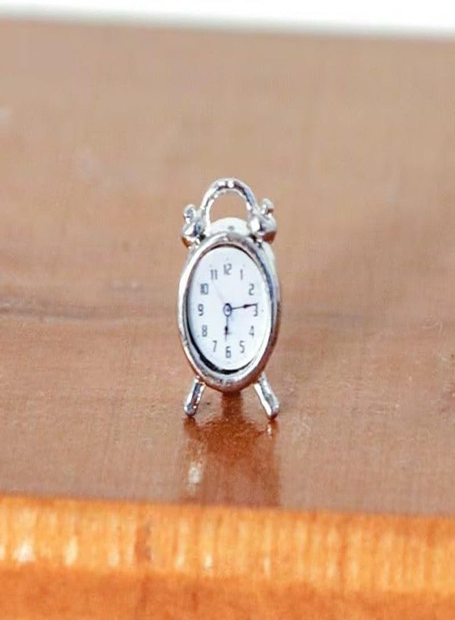 Zenarao Miniature Alarm Clock 1/12 Scale, Tiny Silver Decor for Dollhouse, Diorama Props, Model Displays and Miniature Room Accessories (0.4x0.6 Inch) - Image 2